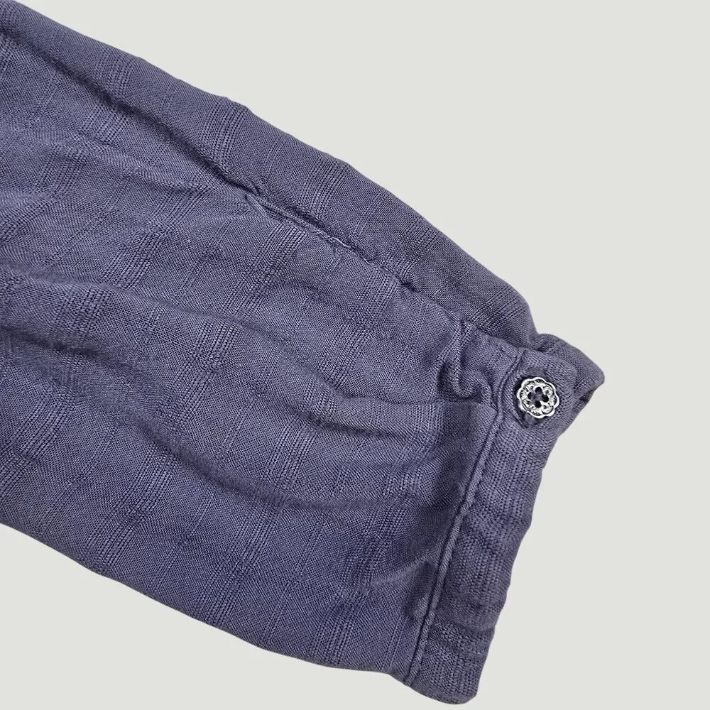 Boho Tunic Blouse Smocked Henley Long Sleeve Gray Medium - Picture 12 of 16